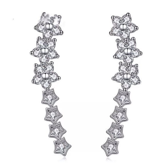 NEW!💙💎BEAUTIFUL! FLOWER CZ EARRINGS!💎💙QUALITY! - Picture 3 of 6